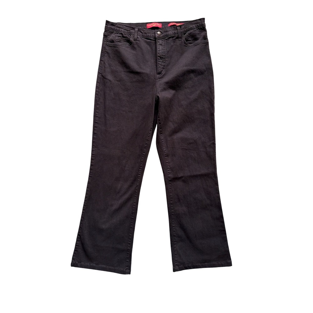NYDJ Tummy Tuck Jeans Womens 12 Brown High Rise Flare Leg Stretch Denim Pants